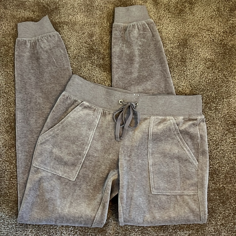 NYC Joggers. Cuffed, rhinestone grommets at waist. Plush velvet. XS